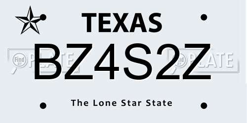 BZ4S2Z Texas License Plate
