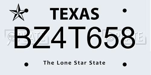 BZ4T658 Texas License Plate