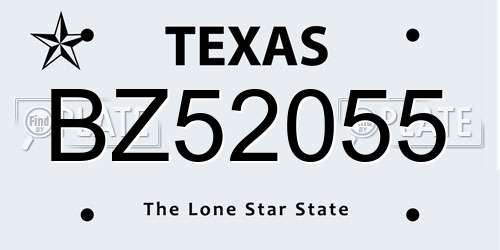 BZ52055 Texas License Plate