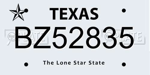 BZ52835 Texas License Plate