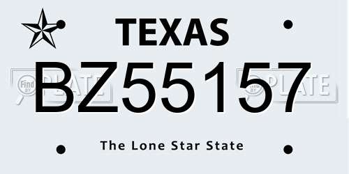 BZ55157 Texas License Plate