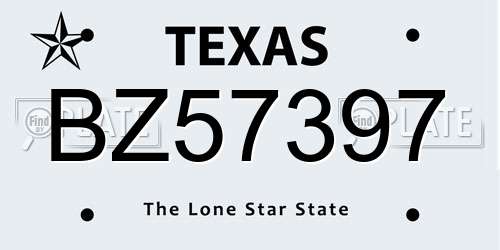 BZ57397 Texas License Plate