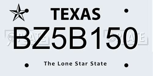 BZ5B150 Texas License Plate