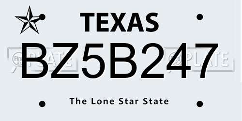 BZ5B247 Texas License Plate