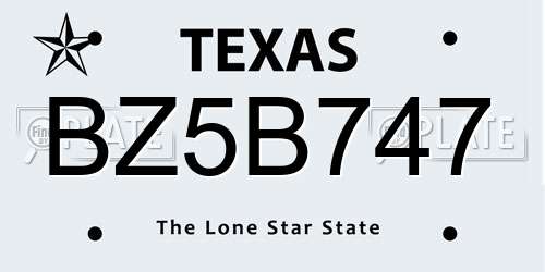 BZ5B747 Texas License Plate