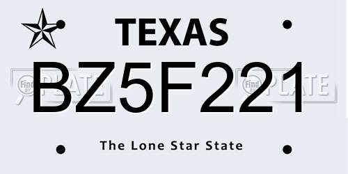 BZ5F221 Texas License Plate