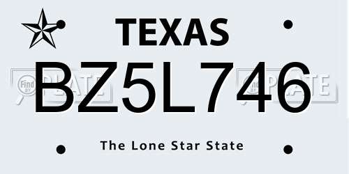 BZ5L746 Texas License Plate