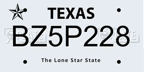 BZ5P228 Texas License Plate
