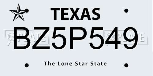 BZ5P549 Texas License Plate