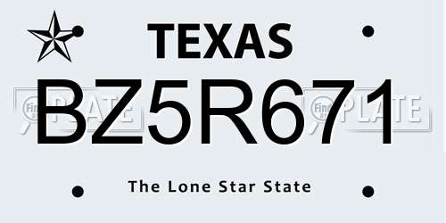 BZ5R671 Texas License Plate