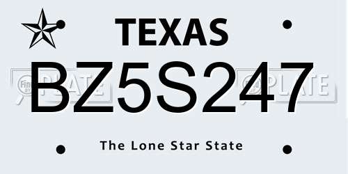 BZ5S247 Texas License Plate