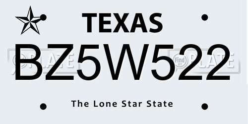 BZ5W522 Texas License Plate