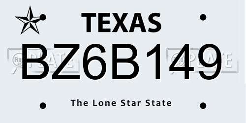 BZ6B149 Texas License Plate