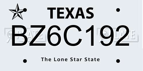 BZ6C192 Texas License Plate