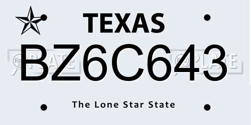 BZ6C643 Texas License Plate