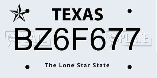 BZ6F677 Texas License Plate