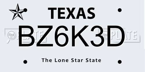 BZ6K3D Texas License Plate