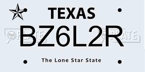 BZ6L2R Texas License Plate