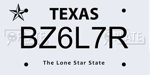 BZ6L7R Texas License Plate