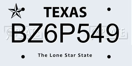 BZ6P549 Texas License Plate