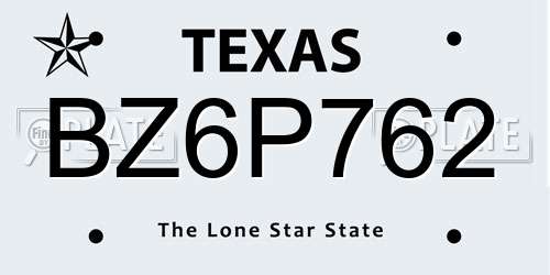 BZ6P762 Texas License Plate