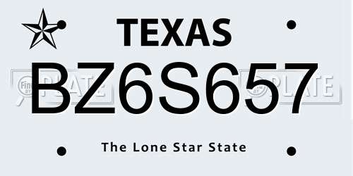 BZ6S657 Texas License Plate