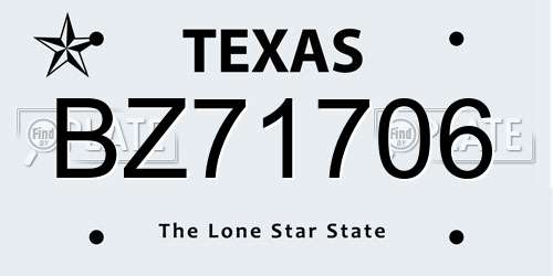 BZ71706 Texas License Plate