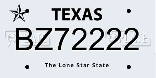 BZ72222 Texas License Plate