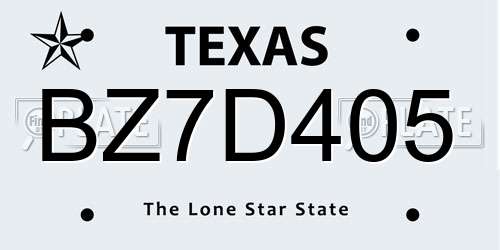 BZ7D405 Texas License Plate