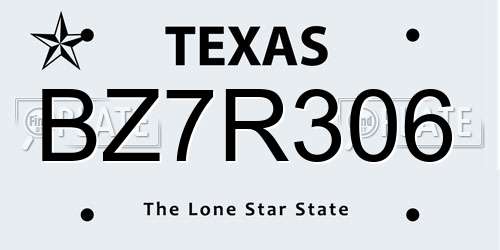 BZ7R306 Texas License Plate