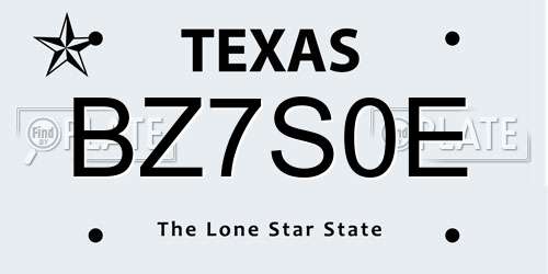 BZ7S0E Texas License Plate