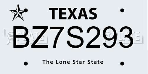 BZ7S293 Texas License Plate