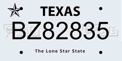 BZ82835 Texas License Plate