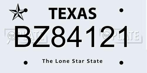 BZ84121 Texas License Plate