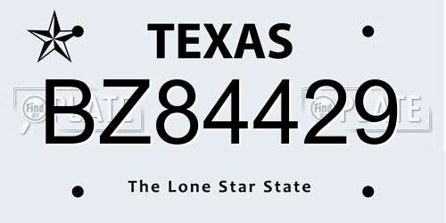 BZ84429 Texas License Plate