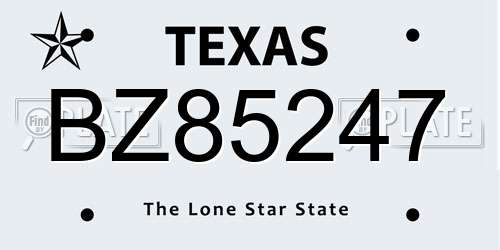 BZ85247 Texas License Plate