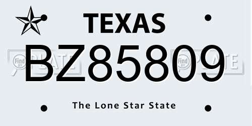 BZ85809 Texas License Plate