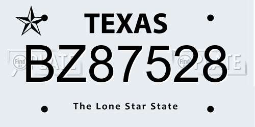 BZ87528 Texas License Plate