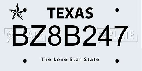 BZ8B247 Texas License Plate