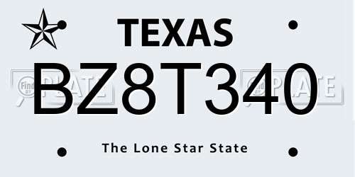 BZ8T340 Texas License Plate