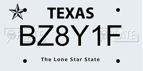 BZ8Y1F Texas License Plate