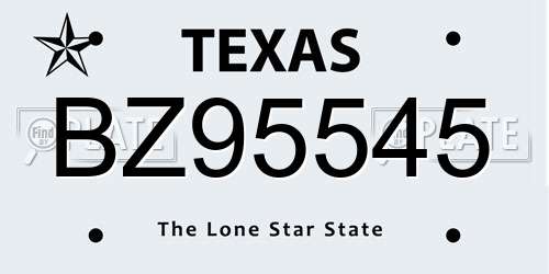 BZ95545 Texas License Plate