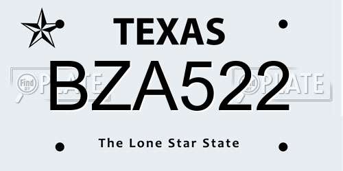 BZA522 Texas License Plate