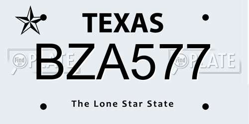 BZA577 Texas License Plate
