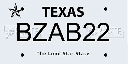BZAB22 Texas License Plate
