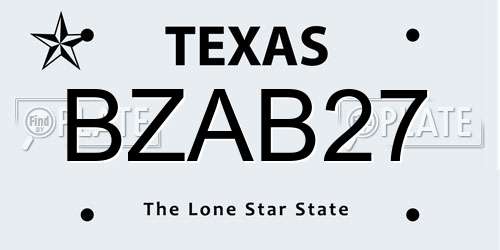 BZAB27 Texas License Plate