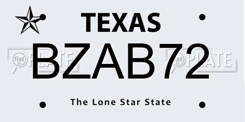 BZAB72 Texas License Plate
