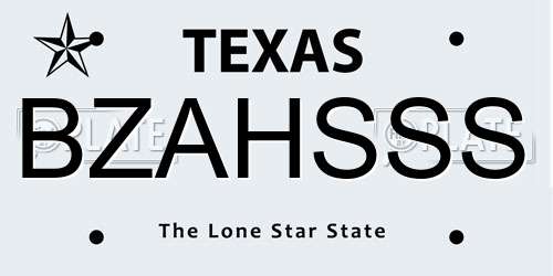 BZAHSSS Texas License Plate