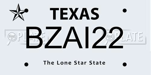 BZAI22 Texas License Plate