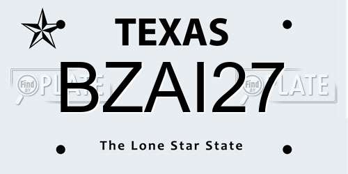 BZAI27 Texas License Plate